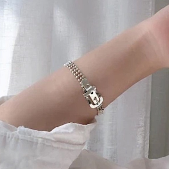 Sterling Silver Buckle Beaded Chain Bracelet - Picture 6 of 11